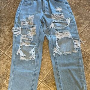 SHEIN Light Blue Distressed Jeans